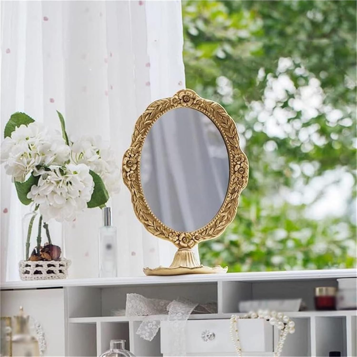 French Mirrors Makeup,Desktop Without Light Bedroom Dressing Table Retro Style