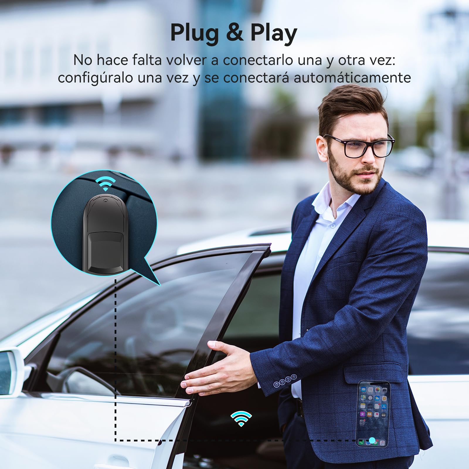 Veout CarPlay Inalambrico, Adaptador inalámbrico CarPlay 2 en 1 Mejorado para 2026, Compatible con Apple iOS 10+ y Android 11+, con Wi-Fi 5G y Bluetooth 5.8 Integrados, CP y AA, Plug and Play