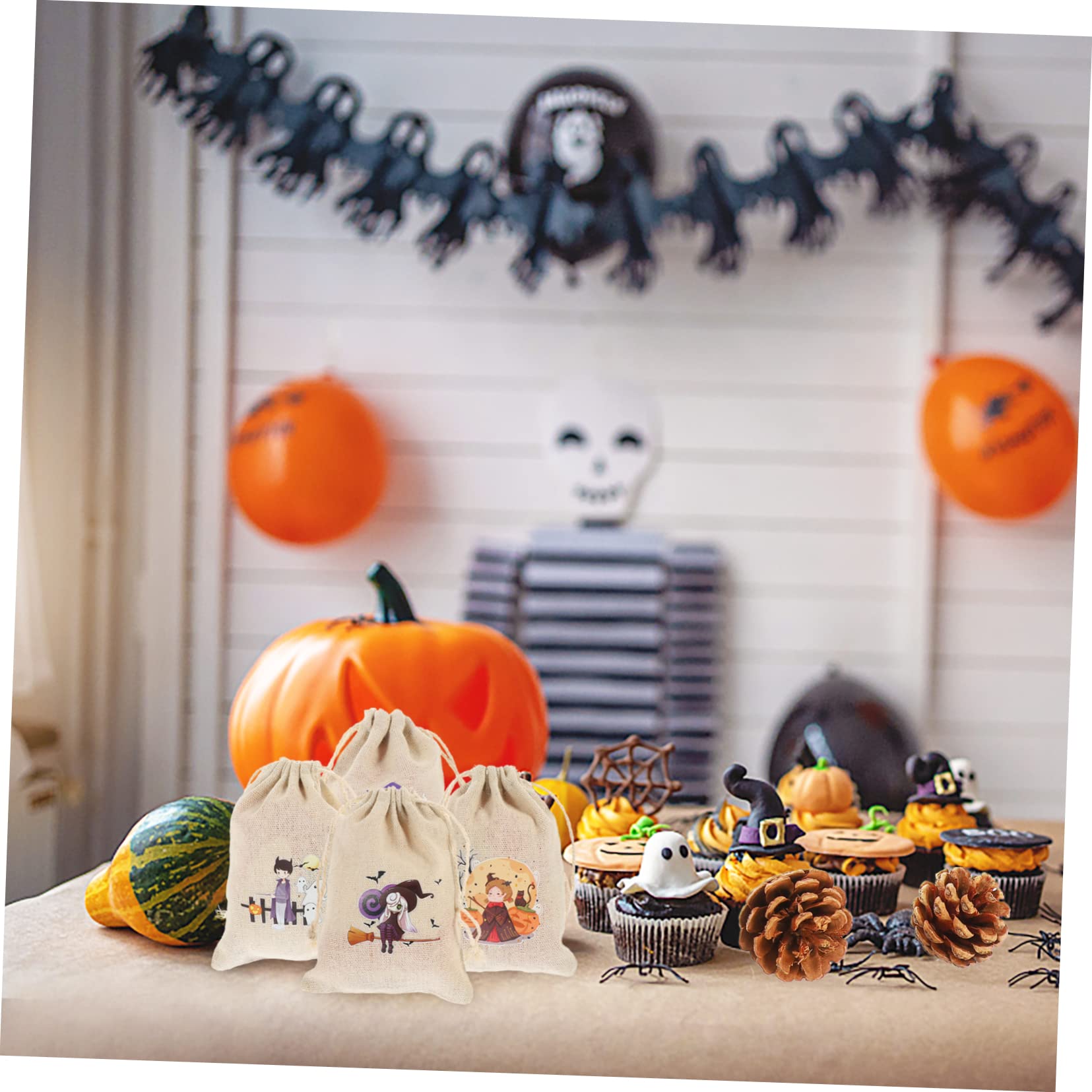 ULTECHNOVO 160stücke Halloween Geschenktüten Aus Baumwolle Stabile Zugbeutel Sammeltaschen Für Süßigkeiten Und Deko Für Halloween-feiern Und Ganzjährig Nutzbar