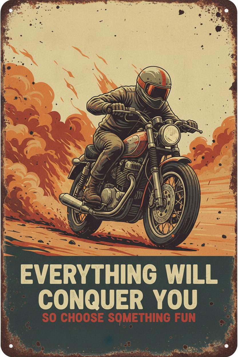 Motorcycle Everything Will Kill You Choose Fun Tin Sign, 8x12 Inch