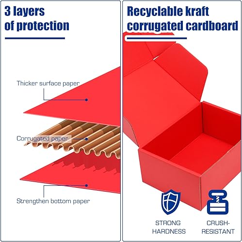 Miniatura 4 de Wintcomfort Paquete de 25 cajas de envío, 6 x 6 x 2 pulgadas, caja pequeña de cartón corrugado para envíos de negocios, regalos, decoraciones, papel