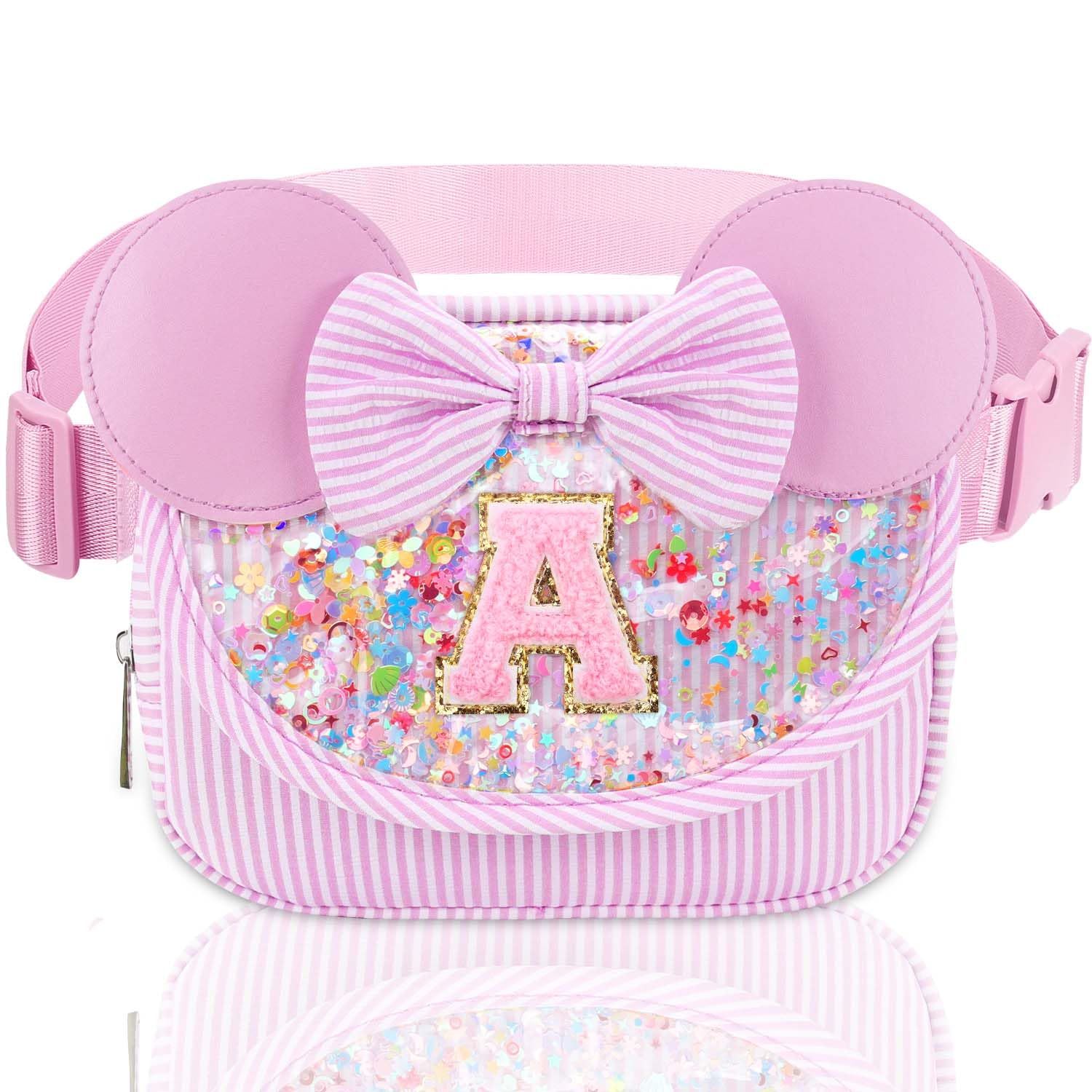 Initial Fanny Pack for Girls - Belt Bag for Teens Kid Teen Girl Kid Birthday Gift Stripe Pink A