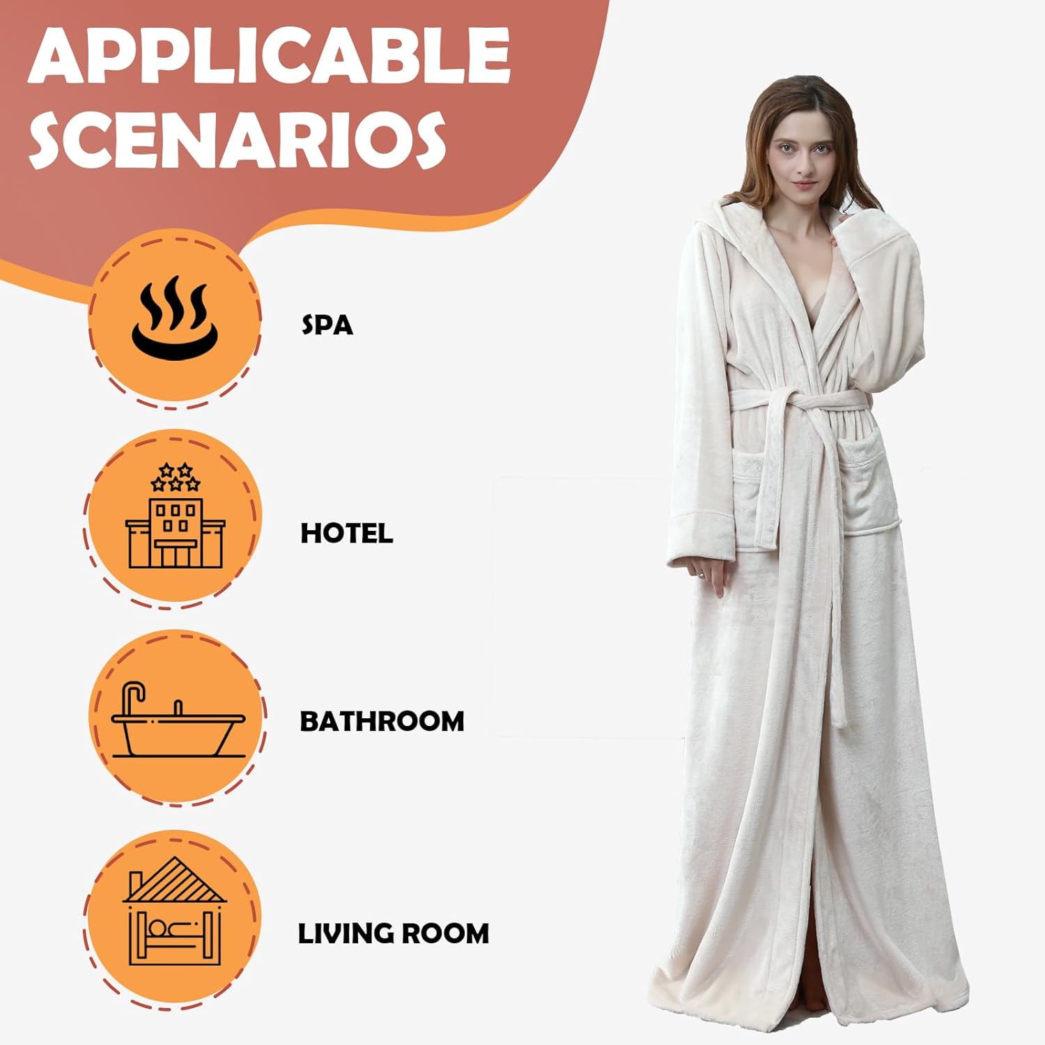 Oksun Womens Long Fleece Robe: Floor Length Flannel Hooded Bathrobe, Plush Warm Winter Housecoat, Fluffy Soft Cozy Nightgown - Image 2