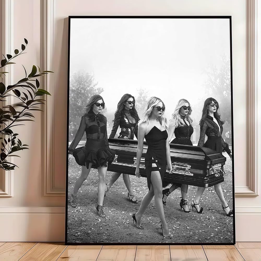 CHAOJIART Dziewczyna Czarno-białe zdjęcie w stylu vintage plakat na płótnie nowoczesny minimalistyczny styl sztuka ścienna do wystroju domu (70x90x3cm/płótno)
