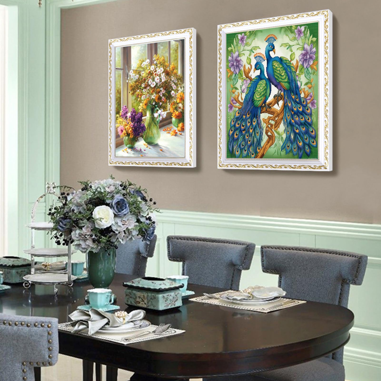 Kit Punto Croce Pavone - 46x46cm Per Principianti, Tessuto Prestampato, Filo Incluso - Foto 7