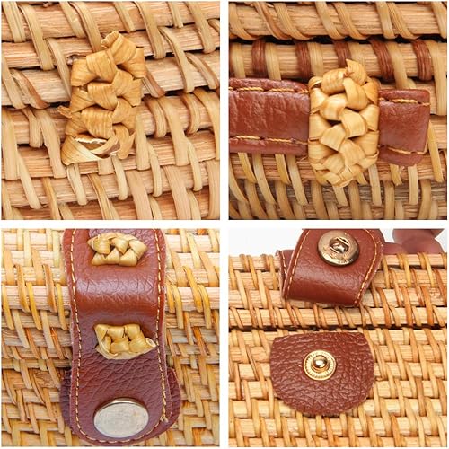 Miniatura 2 de CrazyPiercing Bolso cuadrado redondo de mimbre de la rota del Crossbody del bolso del bolso del boho de las mujeres bolso