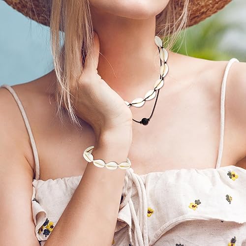 Miniatura 5 de ONESING Juego de 14 gargantillas de conchas Puka Shell Beach Pearl Bohemian Beaded Gargantilla Joyería Hawaii hecha a mano Ajustable para mujer