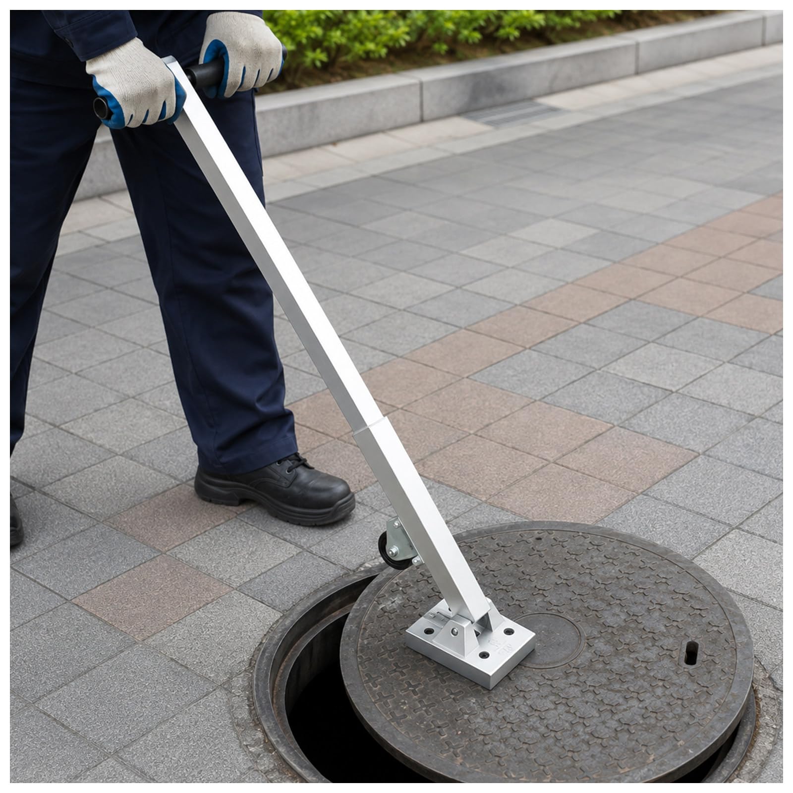 Sollevatore magnetico per tombini da 270kg con ruote e maniglia telescopica | Estrattore per coperchi di fognature da 595 libbre, sollevatore a ruote per coperchi in ghisa, griglie di scarico