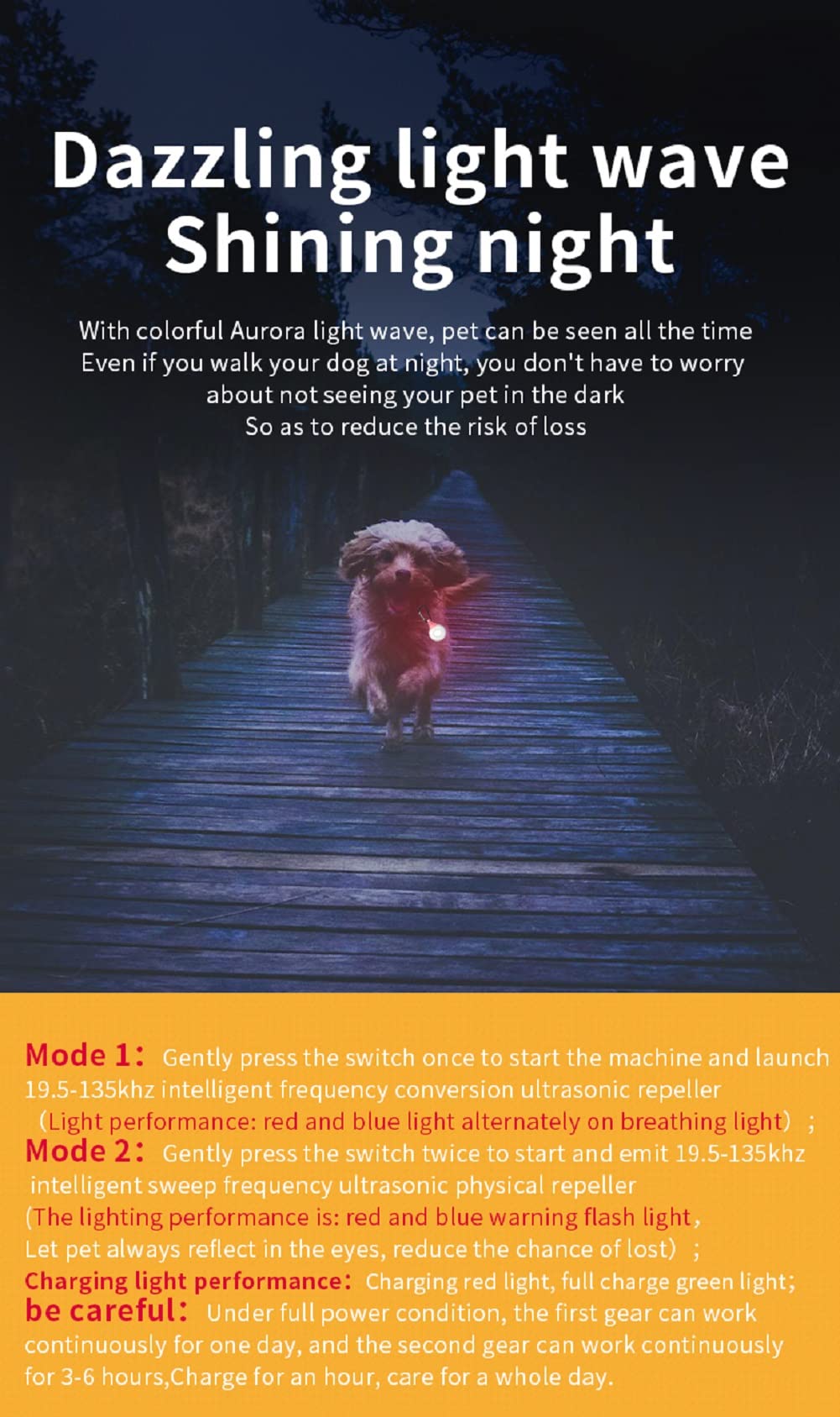 Sweetneed chidad yi ultrasonique anti-puces et anti-tiques pour animaux de compagnie Pendentif à ultrasons contre les tiques charge USB, lumière clignotante pour éviter les pertes la nuit