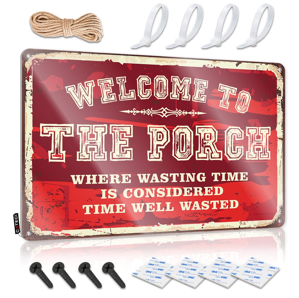 Decorations Letters Waterproof Artwork, Old-fashioned Retro Print For Cafe Pub Rv | Artwork Pre-drilled Custom Welcome To The Porch(30X40CM)