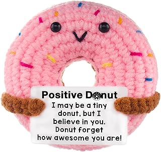 Funny Positive Crochet Donut,Emotional Support Crochet Plush,Cute Stuffe...
