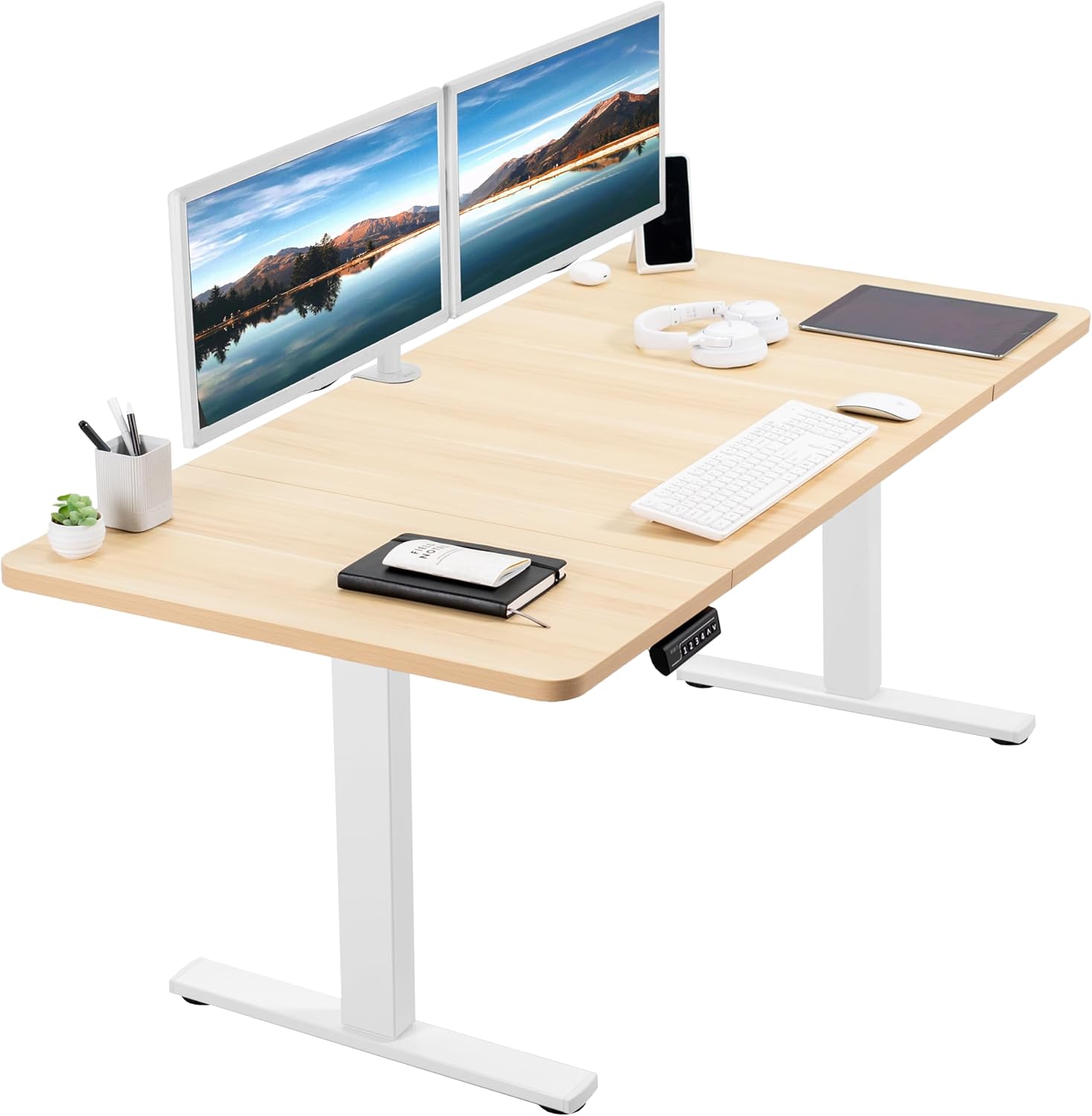 Light Wood Top / White Frame