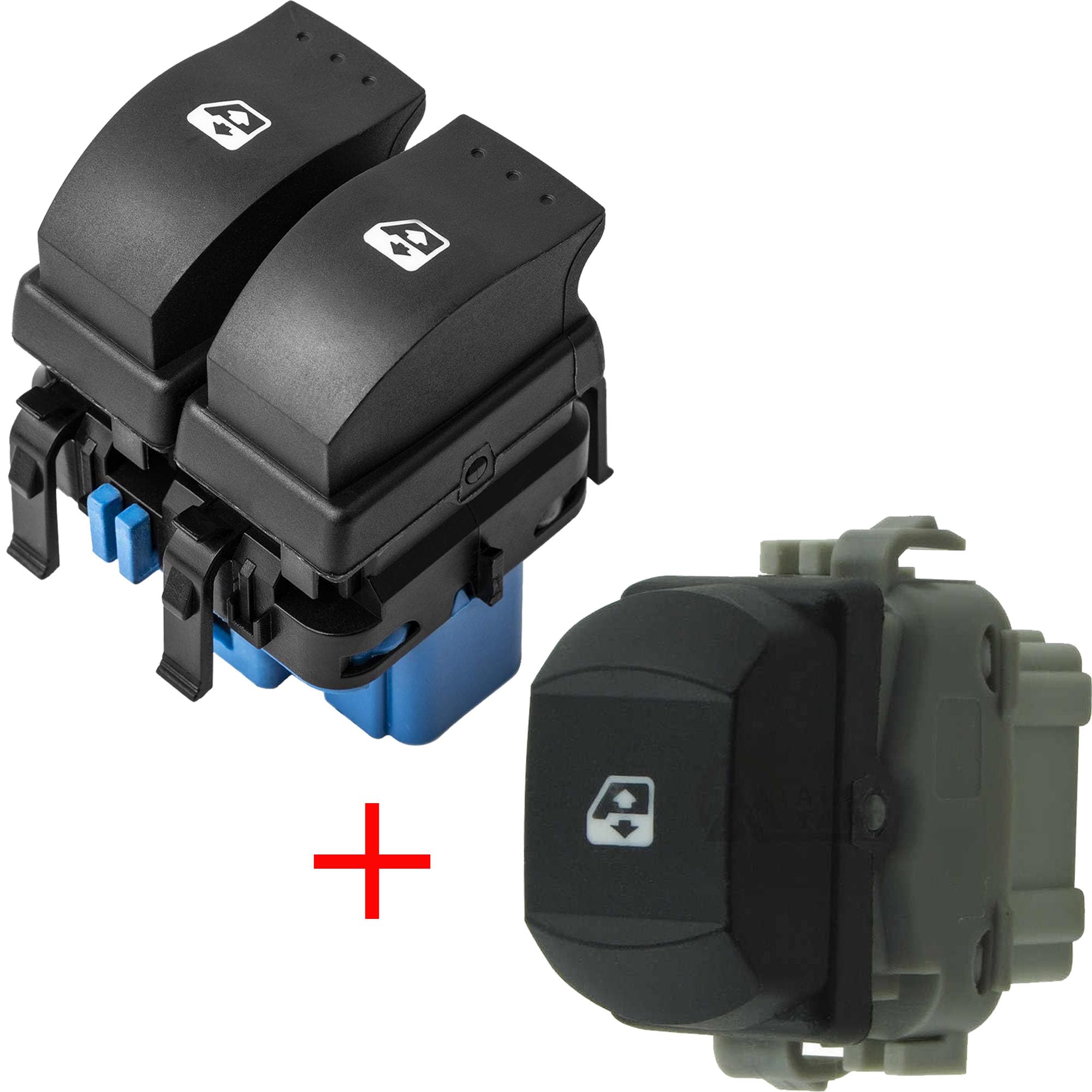 Partsline Double Bouton de Lève-Vitre Avant Gauche avec Bouton de Lève-Vitre Avant Droit compatible avec Mégane 2, Scénic 2 - Équivalent à 8200107772 8200315013