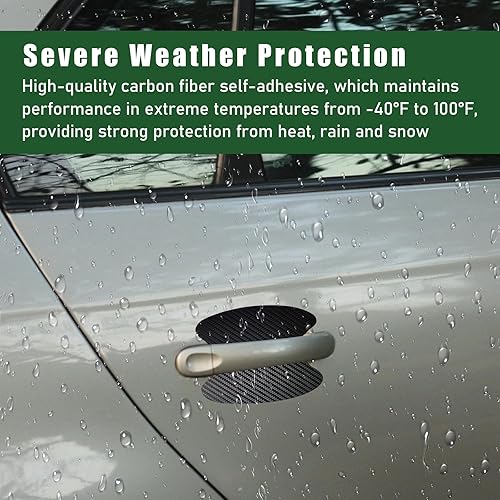 Miniatura 3 de 4 calcomanías para manija de puerta de automóvil, película protectora de fibra de carbono que no deja marcas, protector de taza de puerta automotriz
