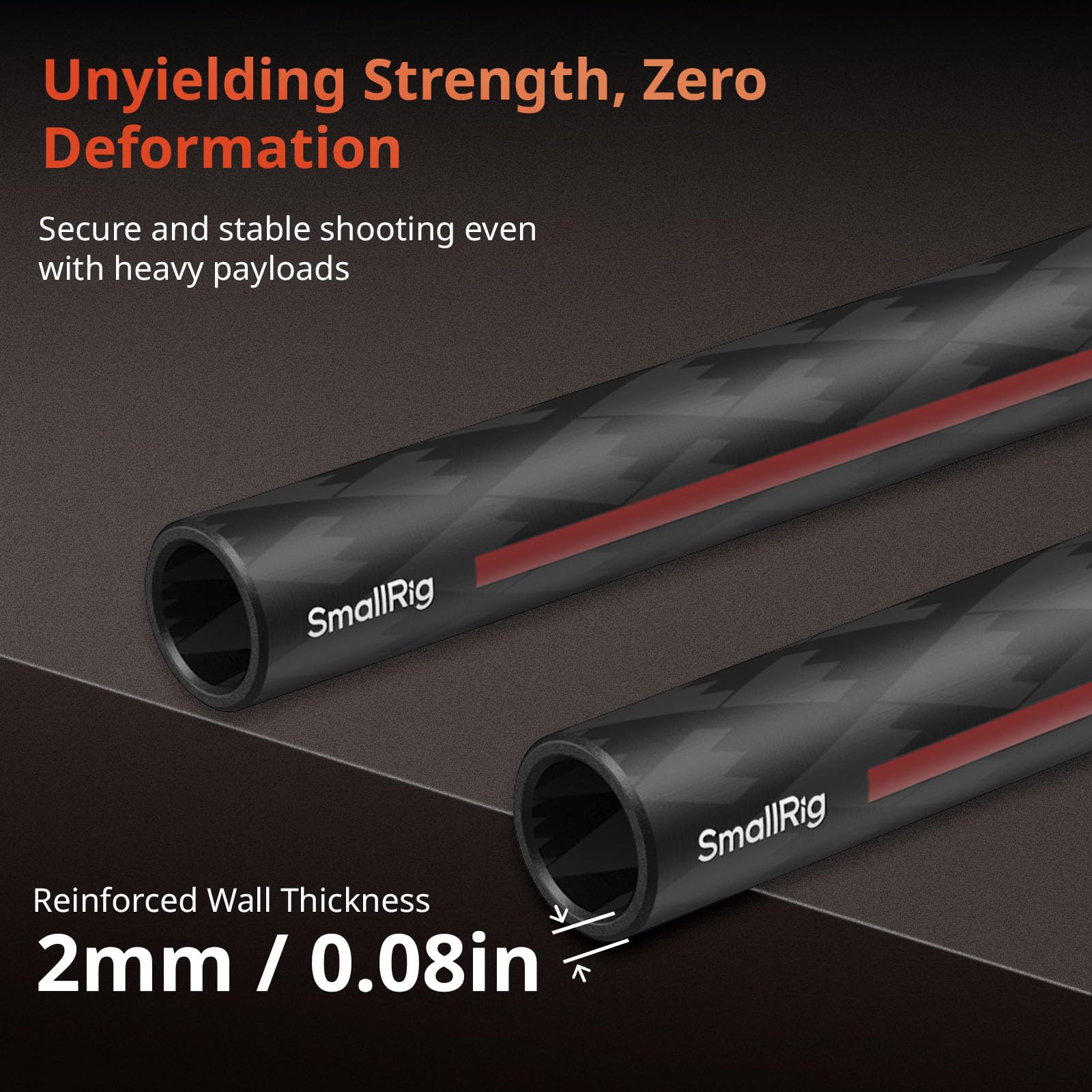 SMALLRIG 15-mm-Carbonfaserstange für 15-mm-Stabhalterungssystem, 20 cm lang, für Stangenklemmen, Mattebox und Follow Focus, 2er-Pack – 5211