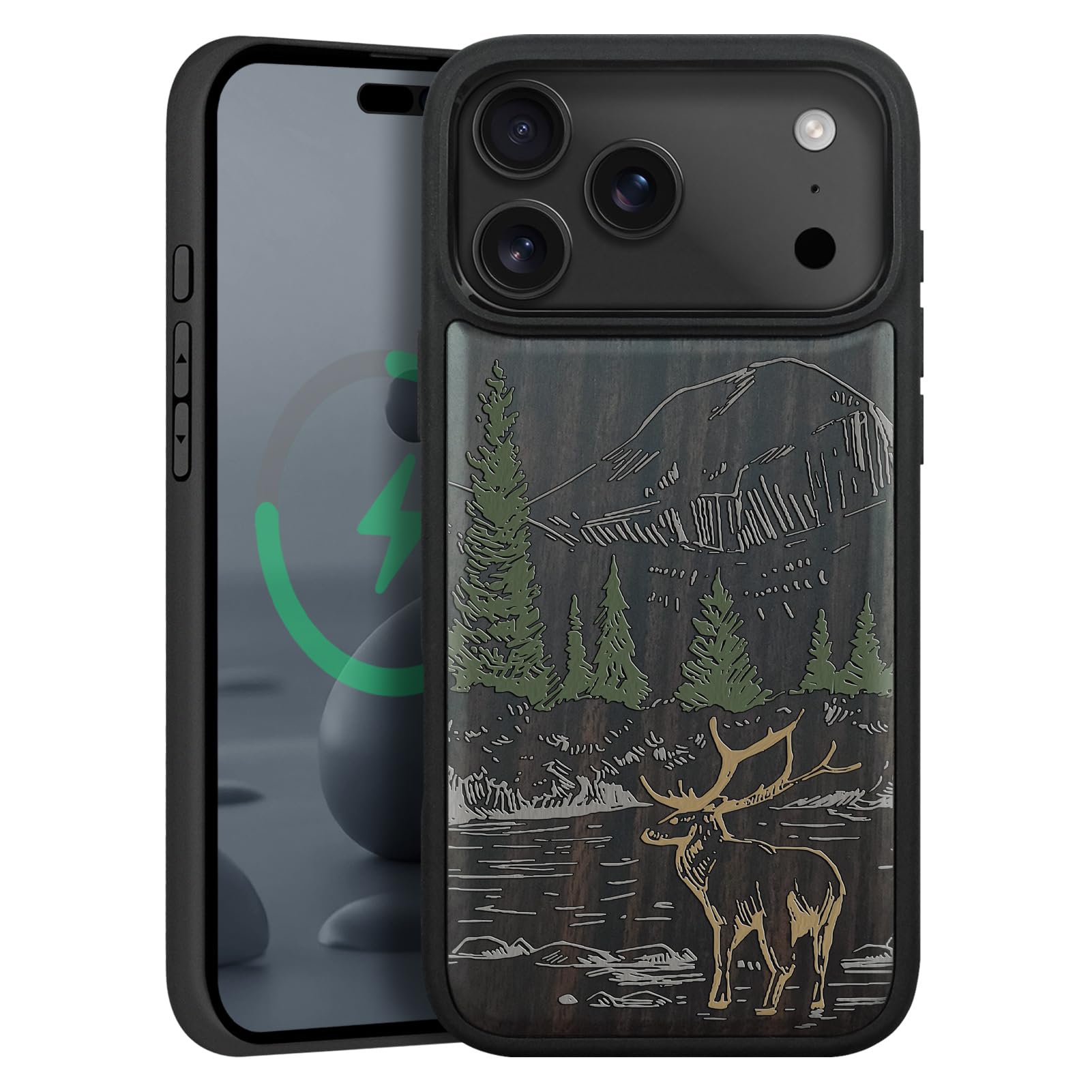 Dark Wood Magnetic Case for iPhone 18 Pro & 17 Pro Case, Mountain Majesty | Compatible wi…