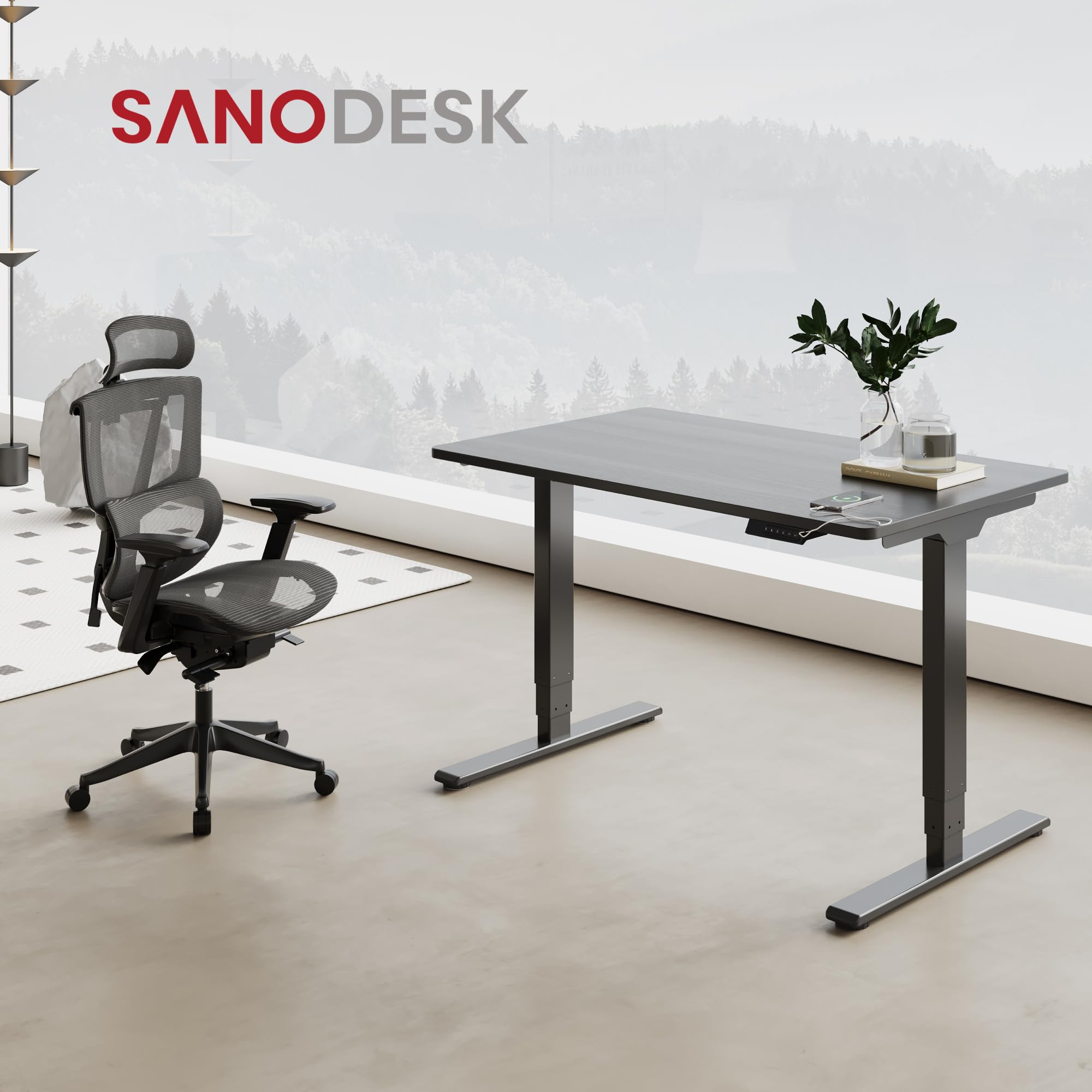 SANODESK Höhenverstellbarer Schreibtisch komplette Tischplatte Schreibtisch Höhenverstellbar Elektrisch Ergonomischer mit Flüsterleisem Dual-Motor 160x80cm