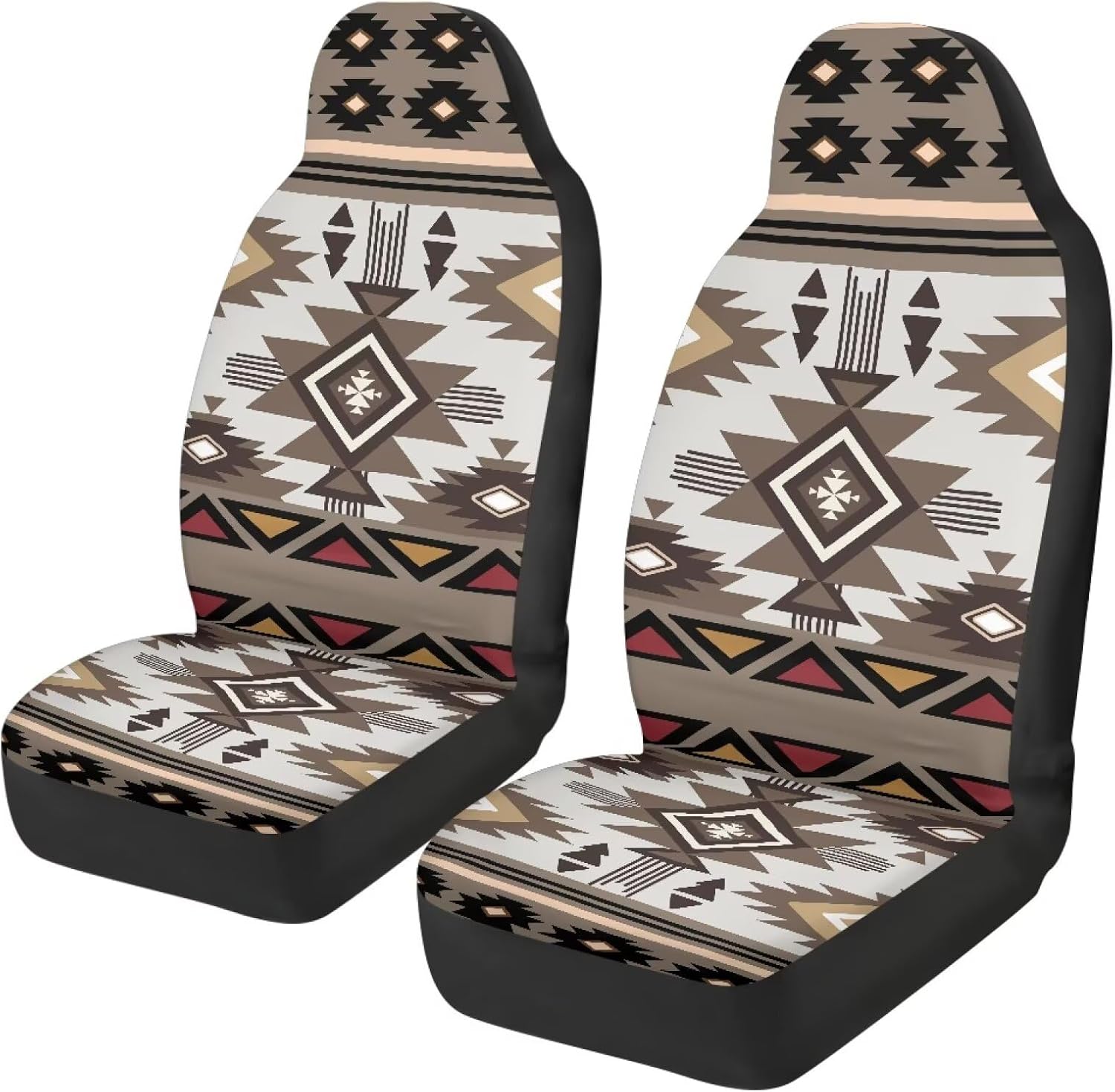 Aztec Car Front Seat Covers 2 Pack Soft Breathable Car Seat Covers Front Seats Only Navajo Brown Cars Interior Accessories Universal Size Fit for Most Sedan SUV