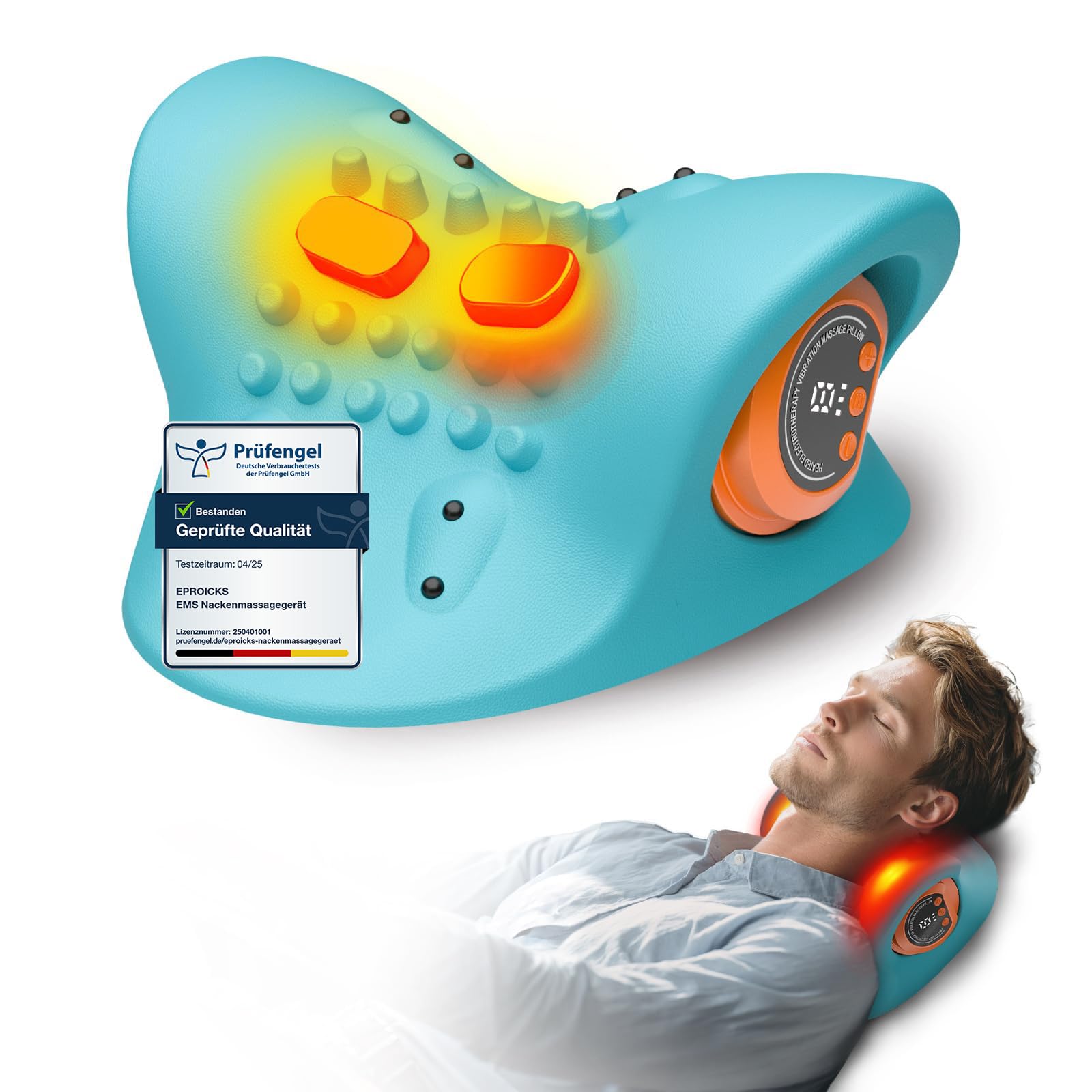 Masajeador Cervical con Calor Relajante,Masajeador Eléctrico Inalámbrico con Capacidad de Calentamiento y Ajuste de Intensidad en Seis Niveles para Aliviar la Fatiga del Cuello