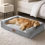 Sytopia Large Dog Bed for Extra Large Dogs Washable, Orthopedic 107cm Pet Bed, Egg-Crate Foam Big Dog Couch Bed with Removable Cover and Anti-Slip Bottom, Deluxe Waterproof Pet Crate - XL Grey