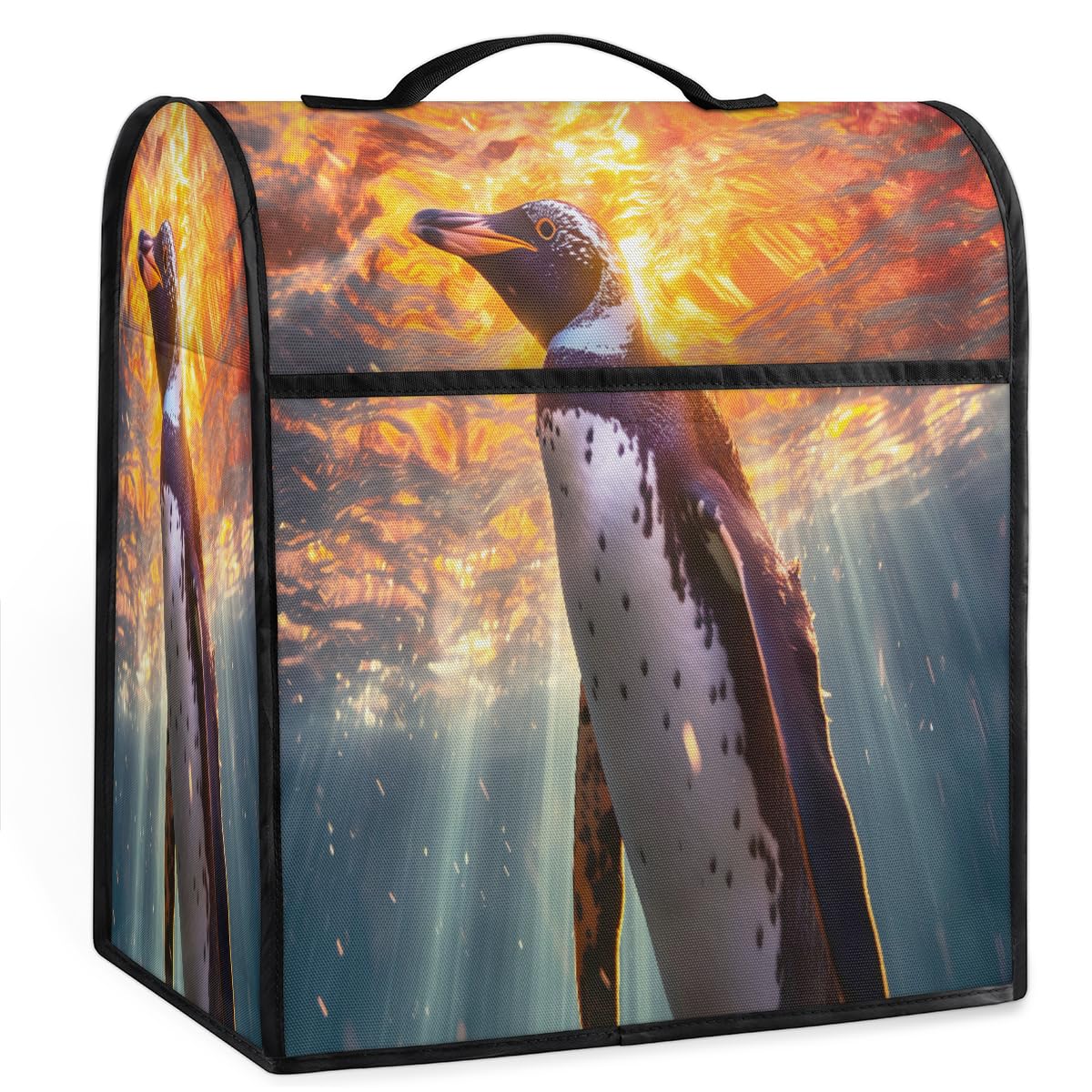 Coffee Maker Cover Ocean Penguin Kitchen Appliance Covers Small Appliance Covers Blender Cover Juicer Cover Dust Covers for Kitchen Appliances with Top Handle and Pockets,Washable,C524