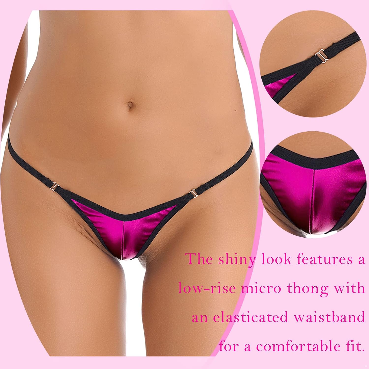 YiZYiF Womens Lingerie Metallic Low Rise T-Back G String Underwear