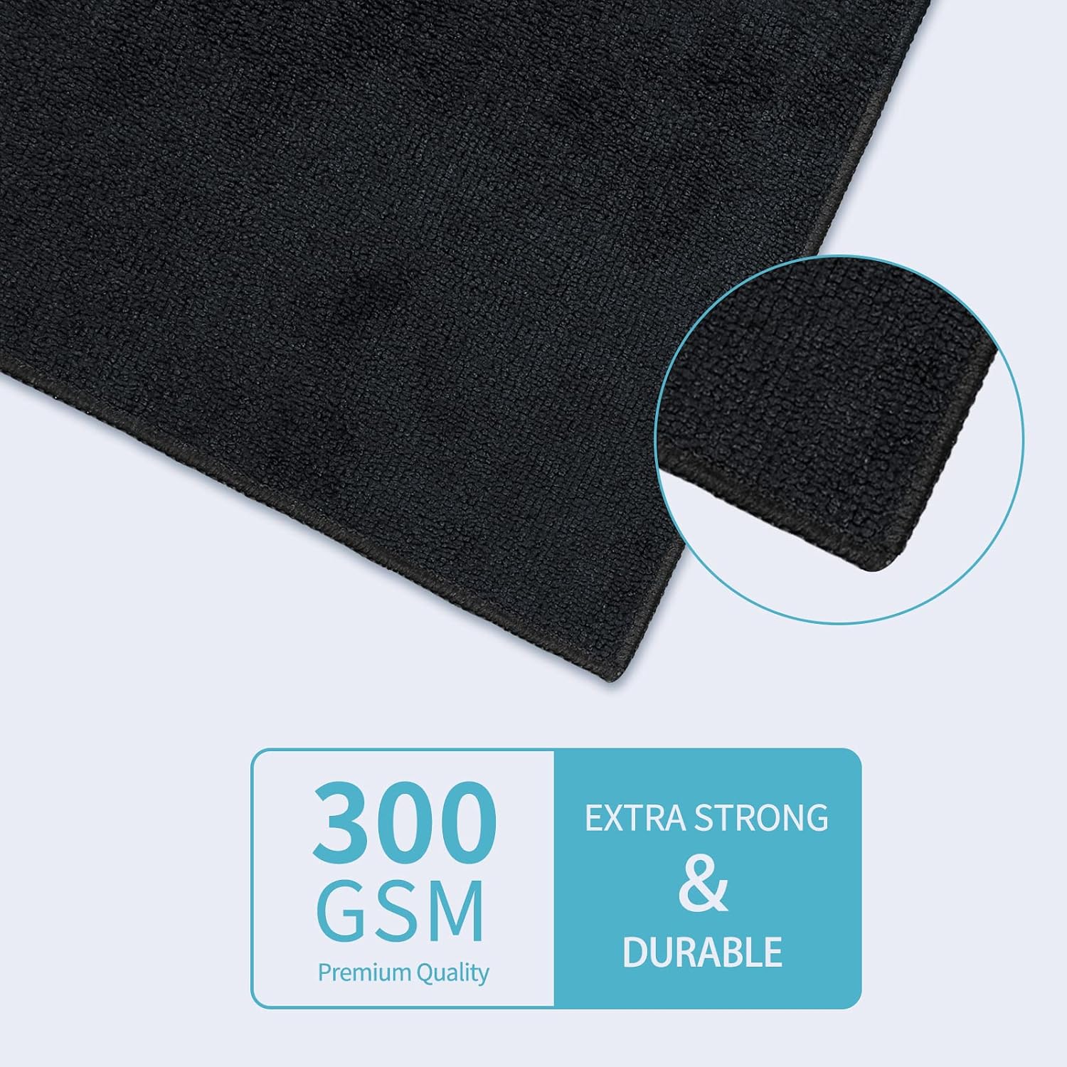 HOMEXCEL Microfiber Cleaning Cloth,8 Pack Cleaning Rag,Premium 300GSM Cleaning for Kitchens, Bathrooms, Offices,Cars,12"X12"(All Black)