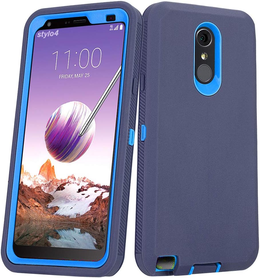 Annymall Case for LG Stylo 3 Plus Case, Heavy Duty Shockproof Full-Body Protective Hybrid Case with Built-in Screen Protector for LG Stylo 3 / LG Stylo 3 Plus (Navy)