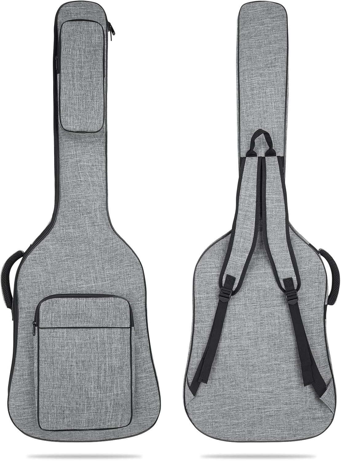 Bass Guitar Bag, 7MM Padding Bass Guitar Gig Bag Padded Soft Electric Bass Guitar Case Backpack with Pockets, Grey