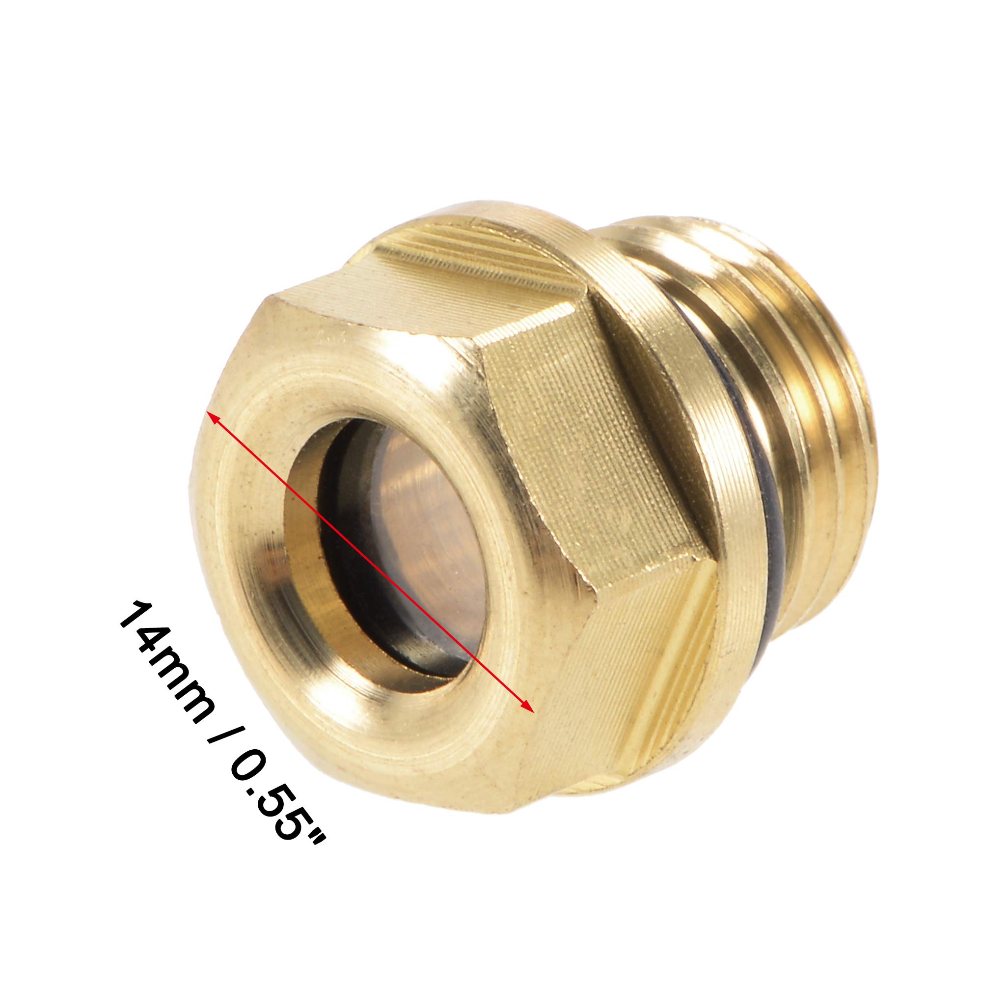 Sourcing Map Aceite Líquido Nivel Indicador Visor Vidrio G1/4 Macho Roscado Latón Aire Compresor Accesorios Con Junta Tórica, Amarillo 2uds