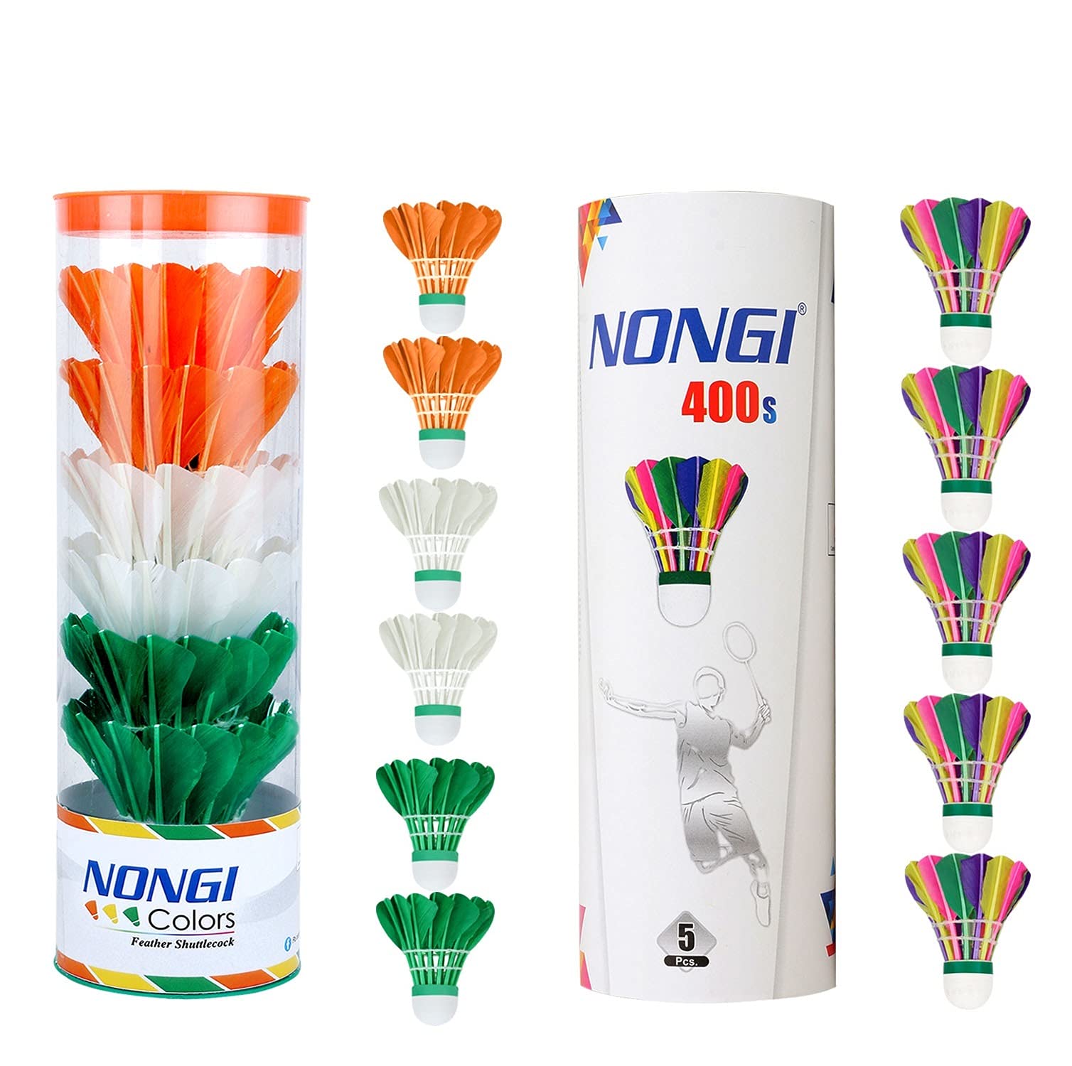 NONGI Combo Shuttle Pack of 11 Shuttlecocks Colors (6 Colored Feather),400s(5 Colored Feather) for Outdoor Indoor Badminton Sports (B098X9R1P9) Amazon Price History, Amazon Price Tracker