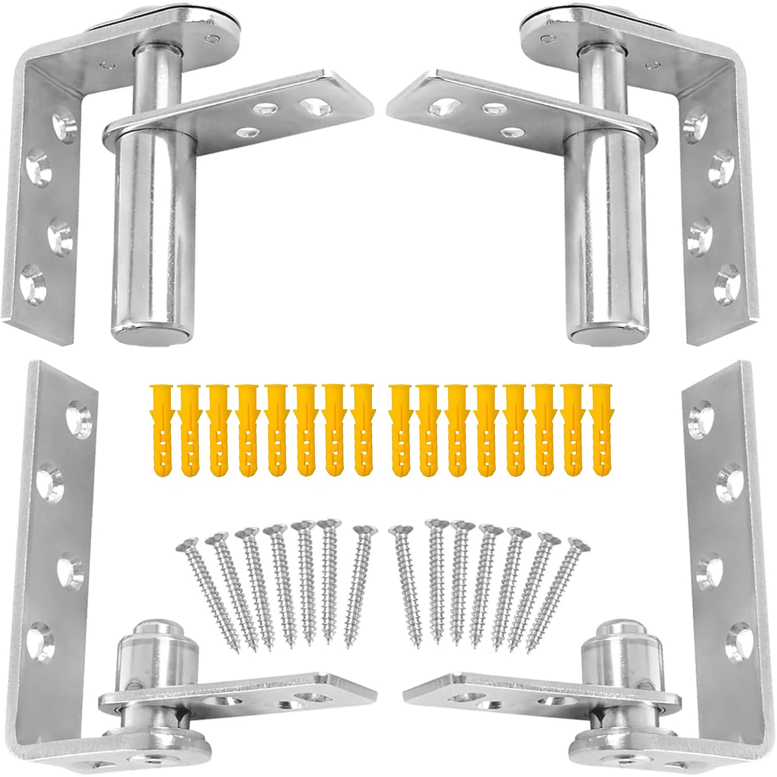 Tambee Saloon Door Hinges, Heavy Duty 304 Stainless Steel Double Swing Action Hinge Self Closing Silver 2 Pack Swing Hinge Silver Hardware for Bar, Cafe, Patio &amp; Interior Swing Doors