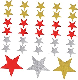 MUELODSIC 30 Piezas Recortes Brillante para Manualidades Decoración de Aulas y Proyectos Diy Colores Dorado Plateado y Rojo y Infantiles