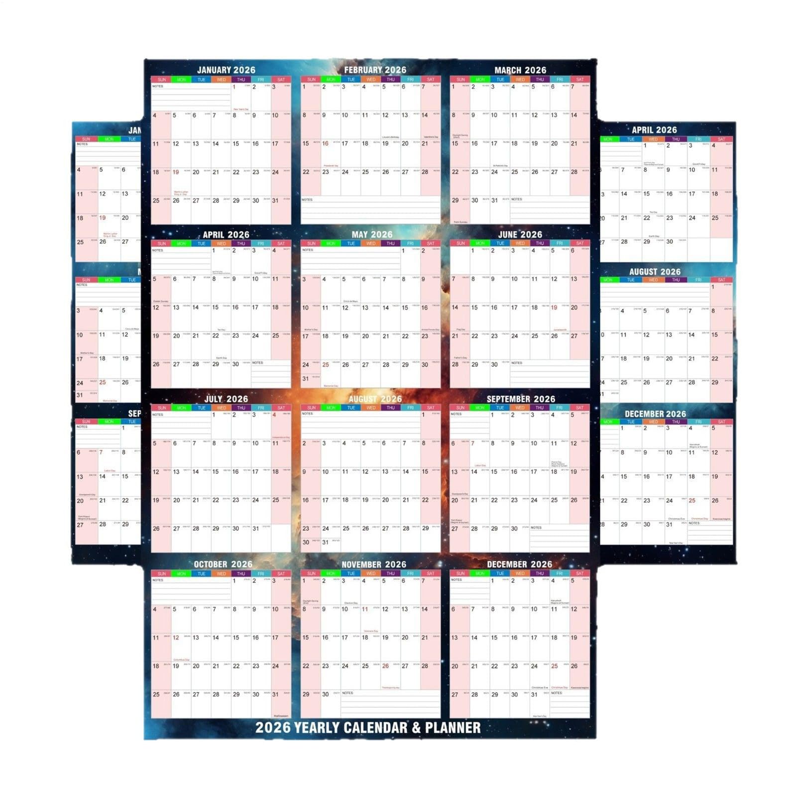 Calendario Annuale 2026 61 X 86 Cm Doppia Faccia Cancellabile A Secco Per