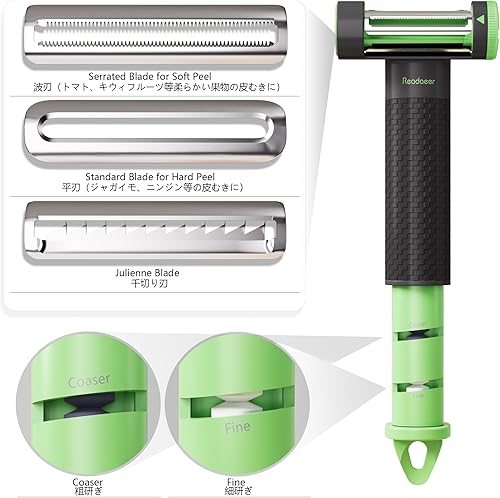 Miniatura 2 de Readaeer Peladores de verduras para cocina, diseño giratorio de hoja 3 en 1 con función juliana, peladores en Y para frutas, verduras, papas,