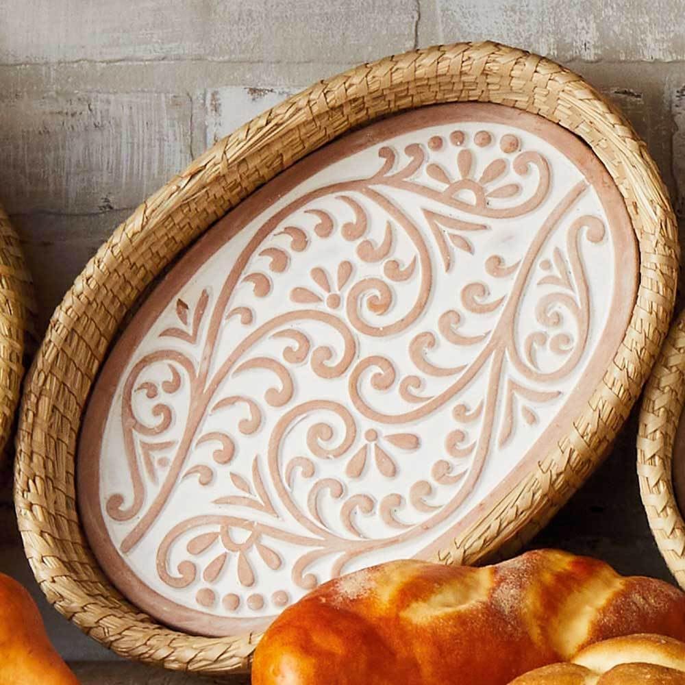 Bread Basket with Terracotta Warmer, Bread Basket for Serving, Sized 12.5" w x 8.5" d x 3.5" h