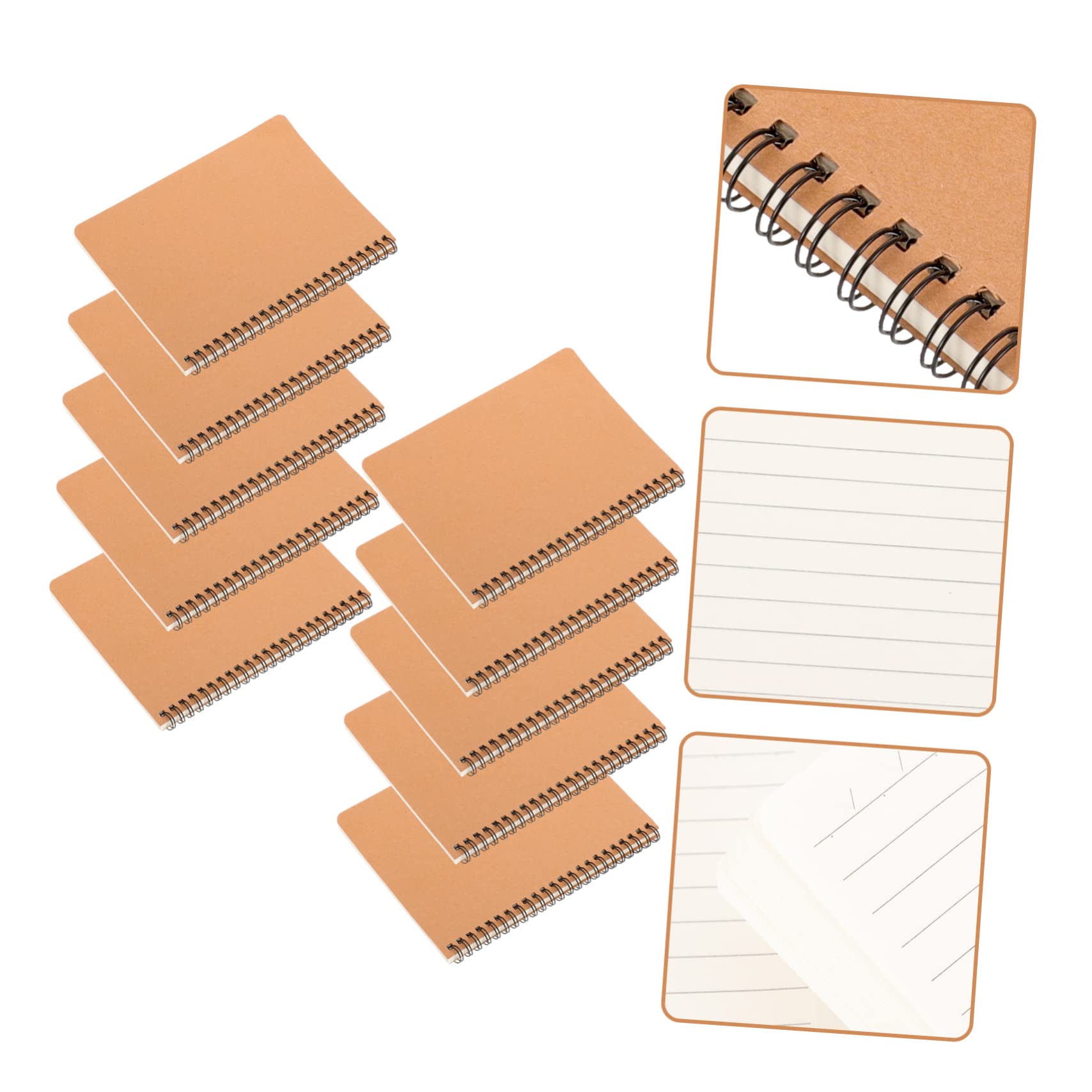 Hemobllo 10 piezas Cuaderno Diario y de Notas Portátil para Oficina Viaje y Escritura Cuadernos Diarios sin Líneas Tapa Kraft Resistente