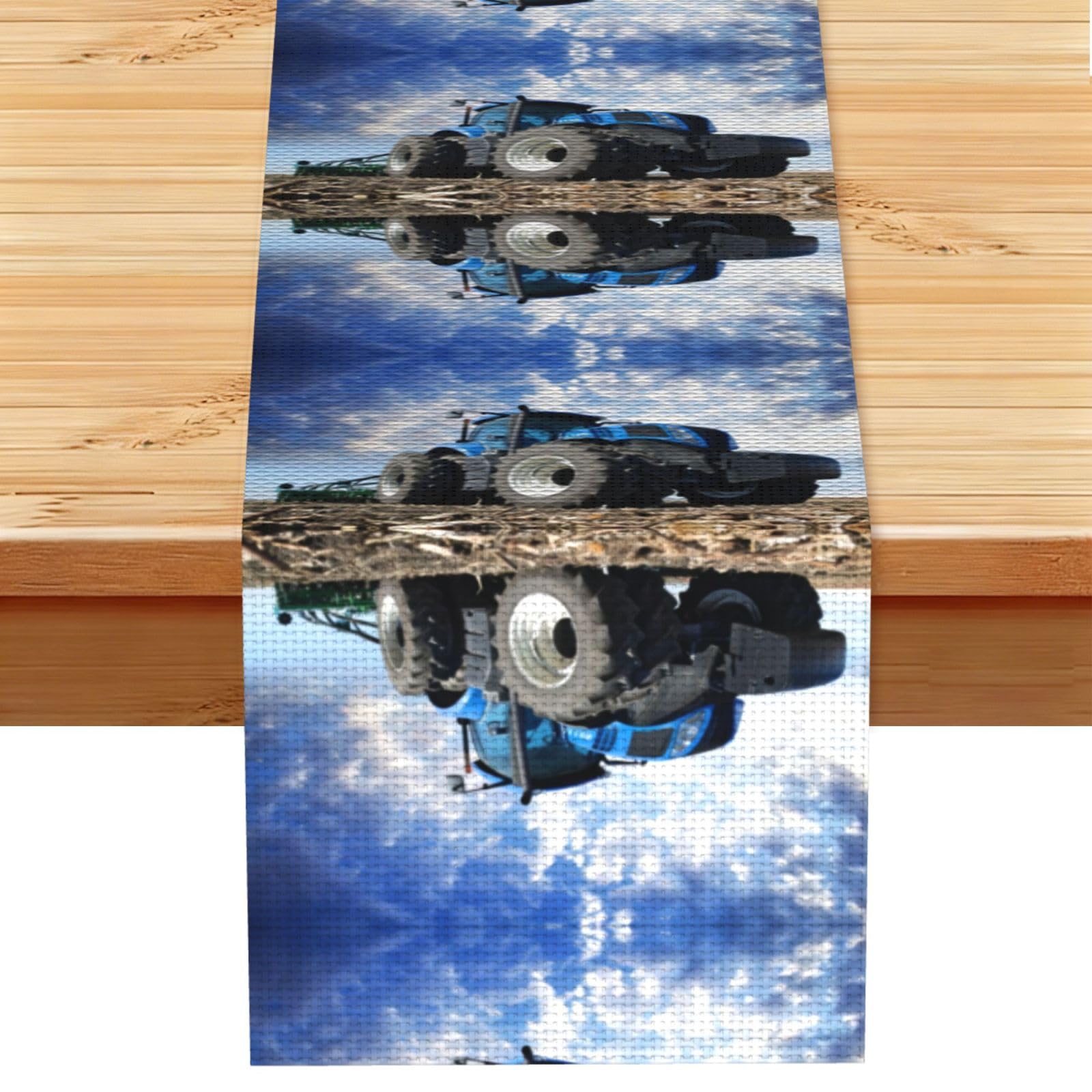 Farm Tractor Linen Feel Table Runner Wedding Party Home Decoration
