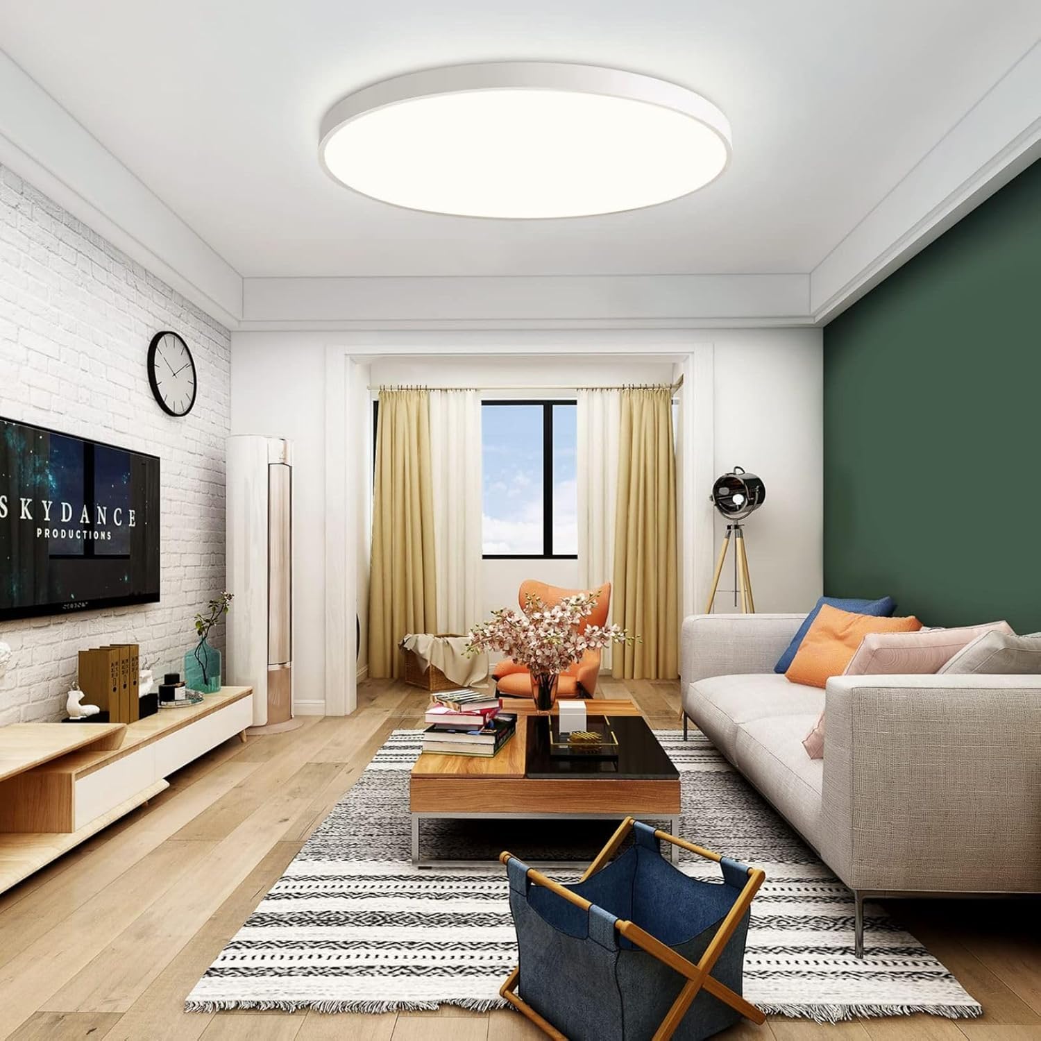 Plafoniera LED Soffitto 36/45W,3colore 3600/4950LM IP40 Impermeabile Rotonda Ø48/60CM Lampadario LED Moderna Luce Soffitto per Cameretta, Cucina, Soggiorno, Balcone -LV (BIANCO, 48CM 36W)