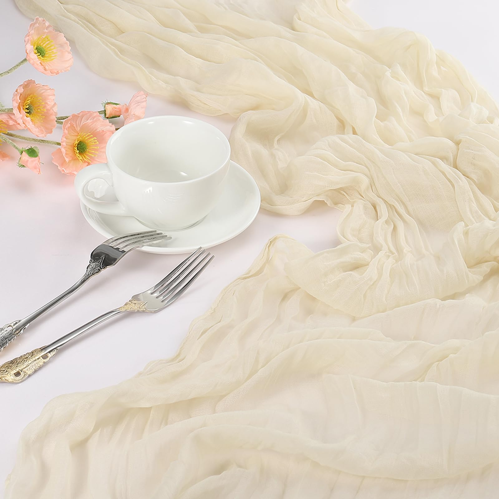 PATIKIL 14 Ft Cheesecloth Table Runner Rustic Gauze Terracotta Cheese Cloth Table Runner with Wrinkled for Bohemian Wedding Party Bridal Shower Table Decoration - Image 4