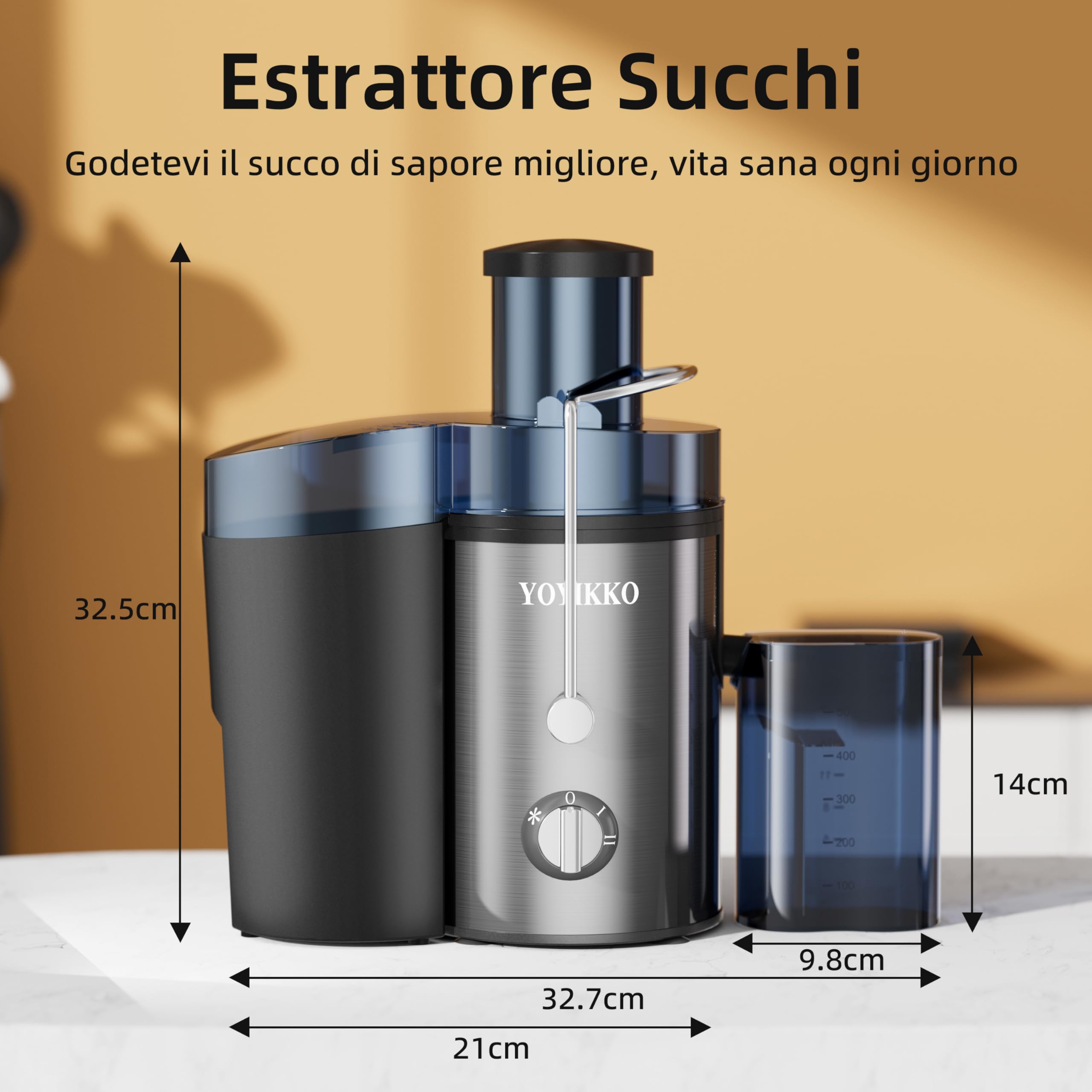 Centrifuga Frutta e Verdura, 3 Velocità di Regolazione, 800W Estrattore Frutta e Verdura con 75 MM Bocca Larga, Facile da Pulire, Acciaio Inossidabile Senza BPA (Argento-150)