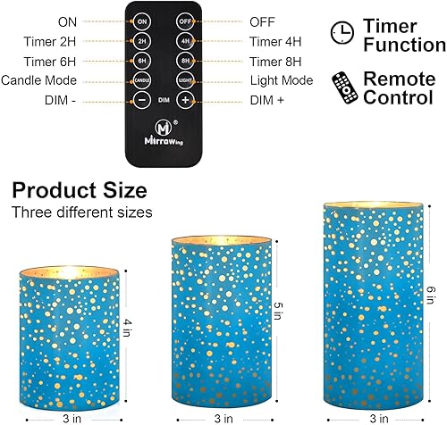 Miniatura 5 de M Mirrowing Velas sin llama de cristal rojo con control remoto, velas que funcionan con pilas con temporizador, velas parpadeantes realistas sin