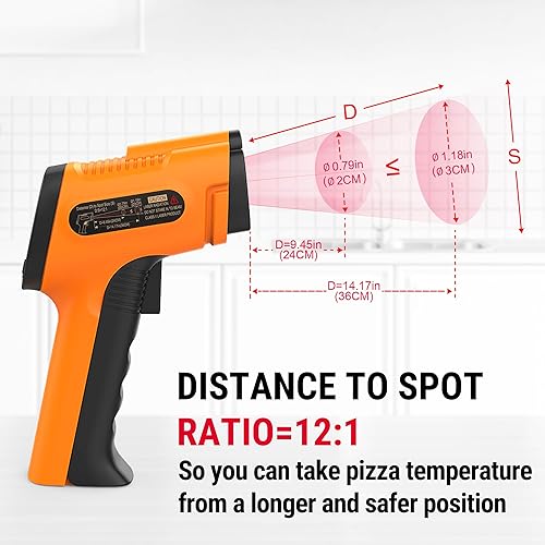 Miniatura 8 de ThermoPro Pistola de temperatura, pistola termómetro infrarroja con puntero láser, termómetro digital para carne con sonda súper larga, termómetro