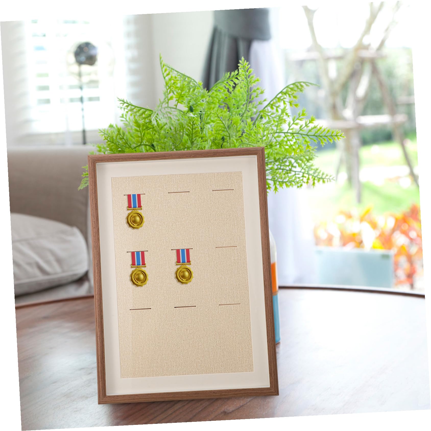 Marco de Medallas de Madera Marrón Café para Pared, Diseño Moderno