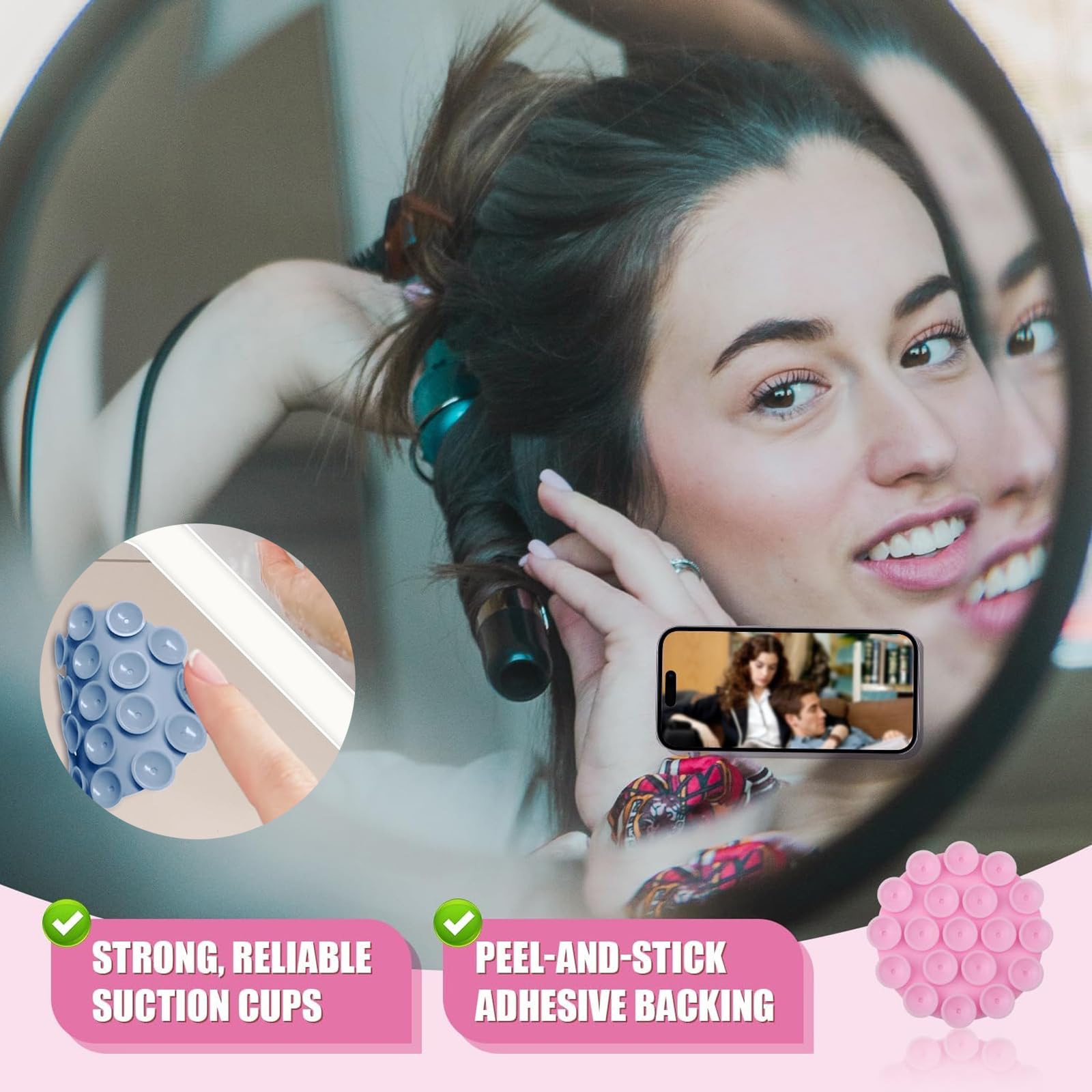 14 Ventose Porta Cellulare KAYEF In Silicone – Supporti Rotondi E Rettangolari, Colori Misti, Per Auto, Doccia, Cucina, Superfici Lisce - 4