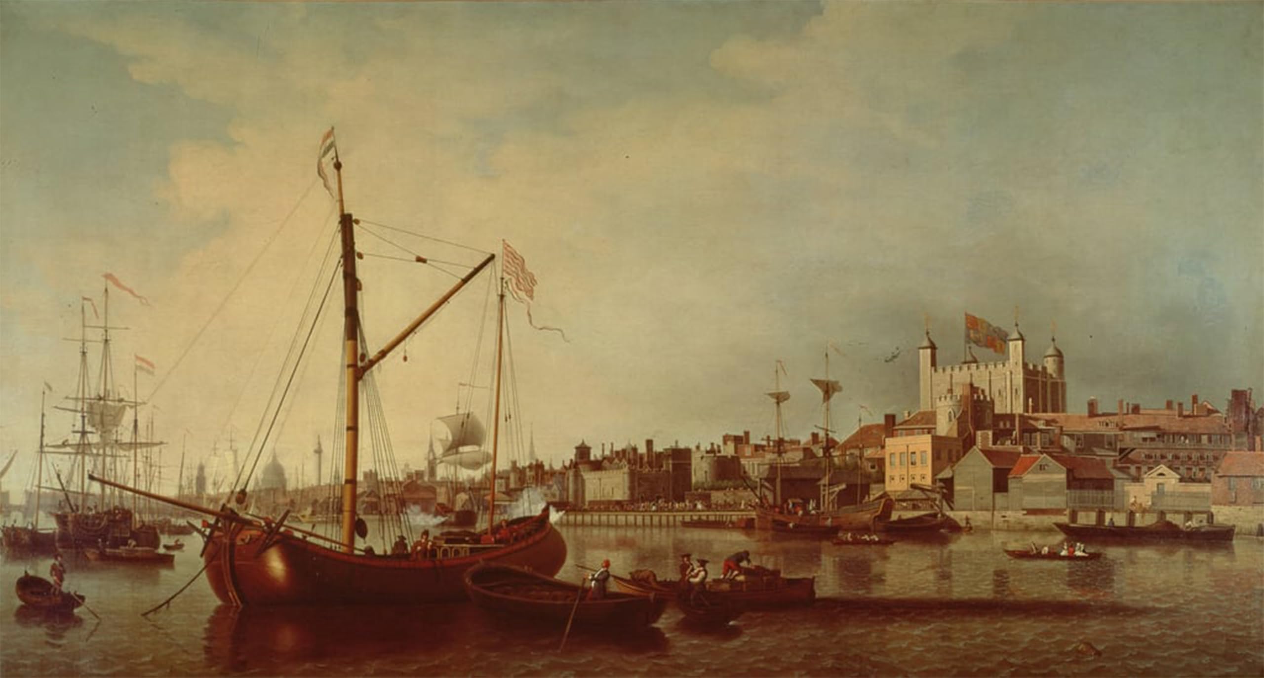 ARTXLXXBN Famous Painting Canvas Artwork Graffiti Print the Tower of London From the Thames by Famous Painter Portrait Canvas Image for Home Decor 60x90cm