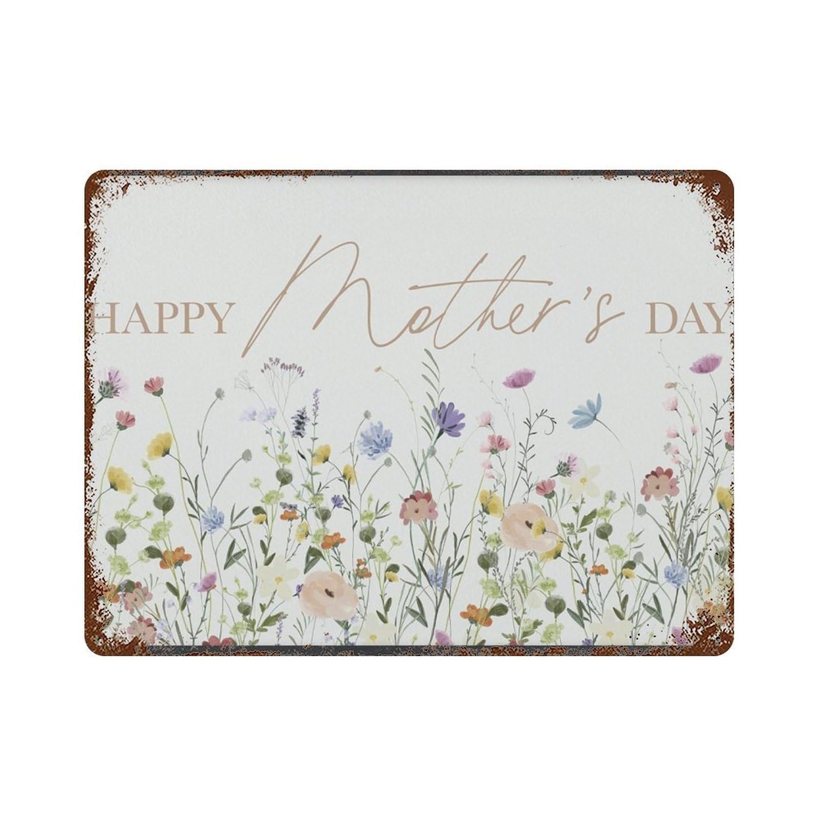 xiaoxiaoshen Happy Mother's Day! Wildflower Watercolor Mural, Bohemian Style. Wall Decor Art Metal Tin Poster Modern Home Decor Art Home Bar Shop Decorations Vintage Sign 30x40cm