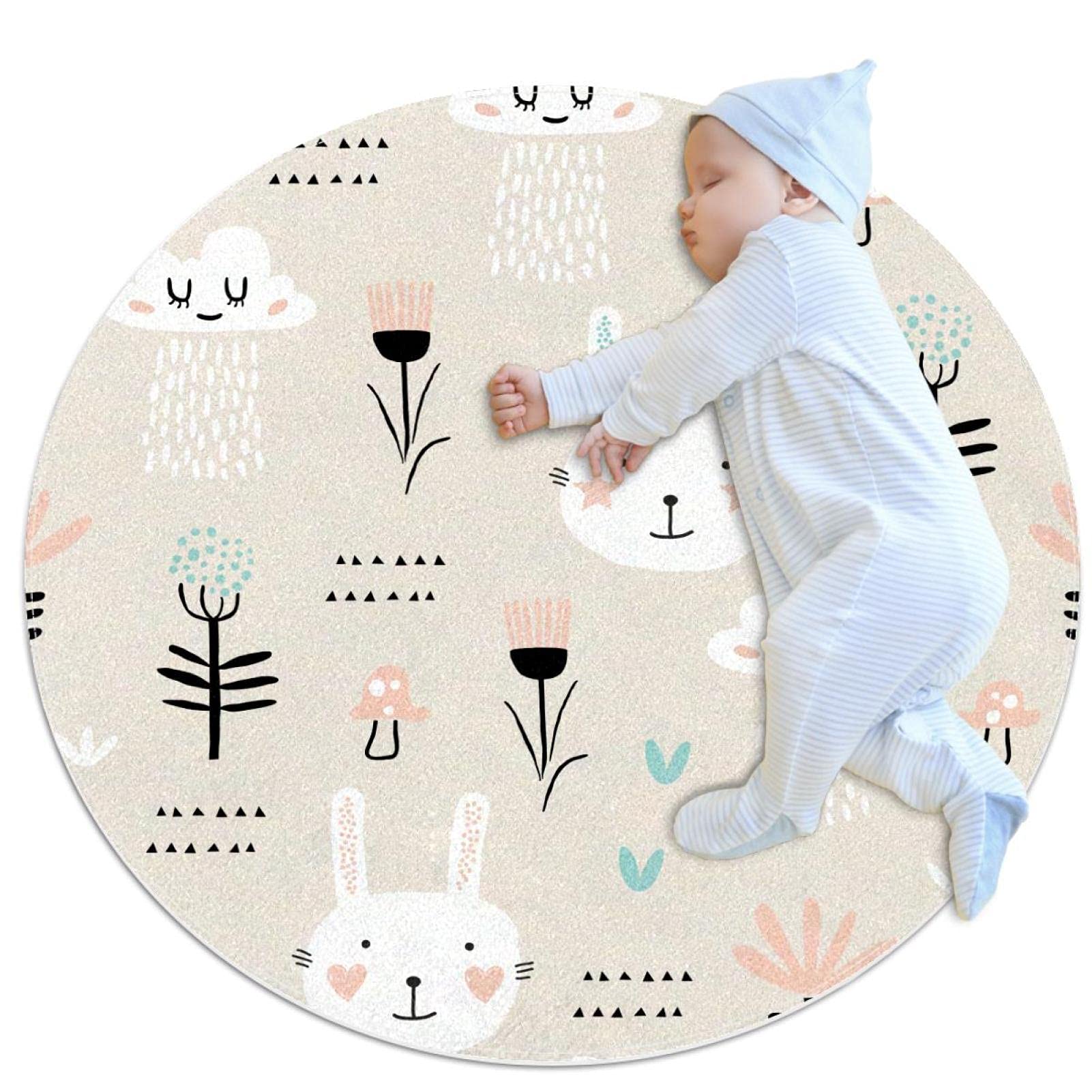 Tapis de jeu pour enfants lapin doux 80cm pour créer un coin lecture cosy au salon