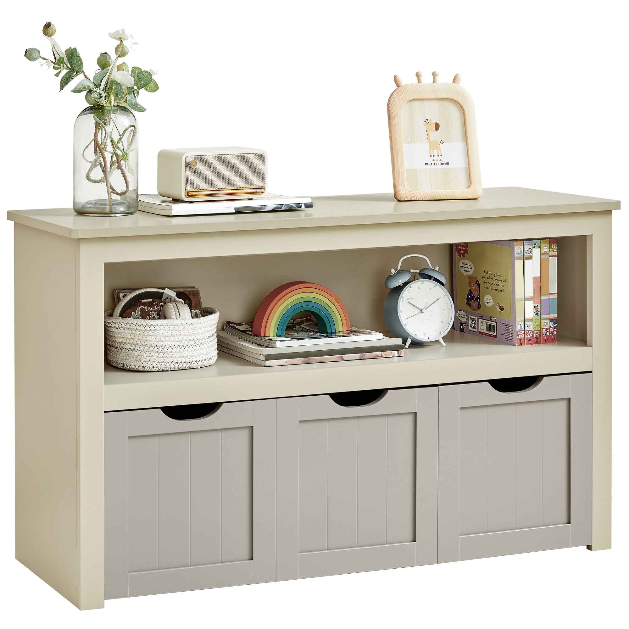 VASAGLE Estantería para Niños, Estantería Infantil para Juguetes, 3 Contenedores con Ruedas, Estantería de Almacenamiento, para Salón, Dormitorio, 30 x 102 x 60 cm, Beige Arena LHS380K01