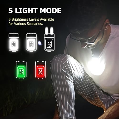 Miniatura 8 de Luz de circulación de 800 lúmenes, luces recargables con clip con iluminación rojaverde, visión nocturna, 5 modos, luz LED de seguridad ligera para